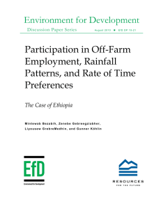 Environment for Development Participation in Off-Farm Employment, Rainfall Patterns, and Rate of Time