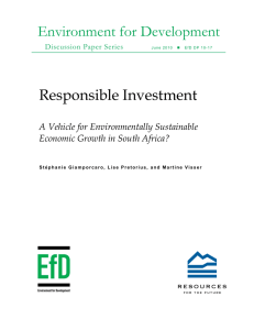 Environment for Development Responsible Investment  A Vehicle for Environmentally Sustainable