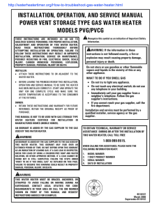 INSTALLATION, OPERATION, AND SERVICE MANUAL MODELS PVG/PVCG