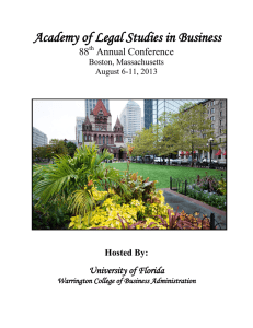 Academy of Legal Studies in Business  88 Annual Conference