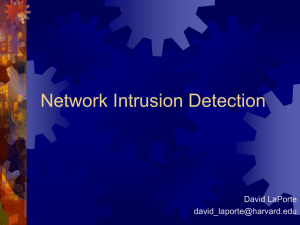 Network Intrusion Detection David LaPorte