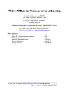 Windows XP Home and Professional Service Configurations