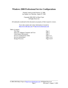 Windows 2000 Professional Service Configurations