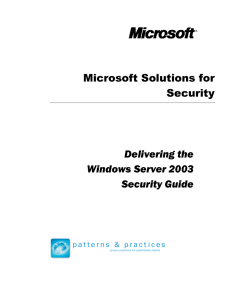 Delivering the Windows Server 2003 Security Guide