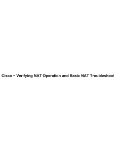 Cisco − Verifying NAT Operation and Basic NAT Troubleshooting