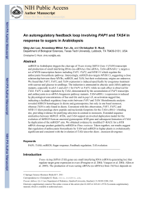 NIH Public Access Author Manuscript PAP1 response to sugars in Arabidopsis