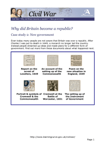 Why did Britain become a republic? Case study 2: New government