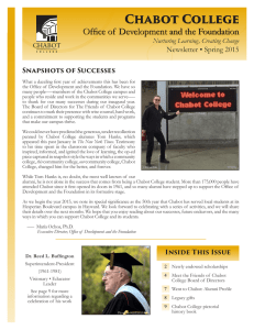 Chabot College Office of  Development and the Foundation Snapshots of Successes