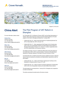 China Alert The Pilot Program of VAT Reform in Shanghai Issue 4 |