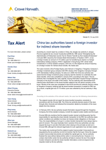 Tax Alert China tax authorities taxed a foreign investor