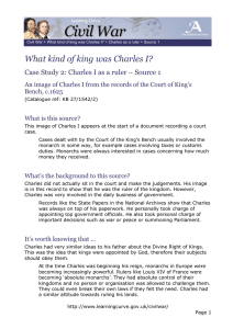 Case Study 2: Charles I as a ruler – Source... An image of Charles I from the records of the... Bench, c.1625
