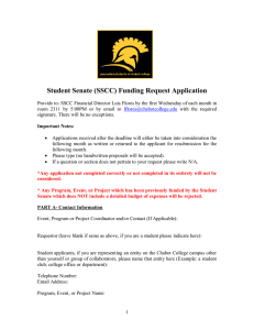 Student Senate (SSCC) Funding Request Application