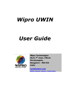 Wipro UWIN  User Guide Wipro Technologies