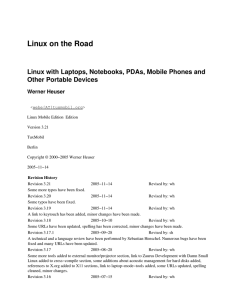 Linux on the Road Other Portable Devices Werner Heuser