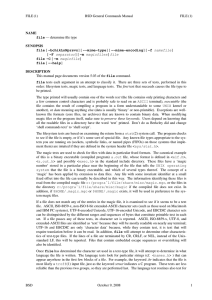 FILE (1) BSD General Commands Manual — determine file type −bchikLnNprsvz