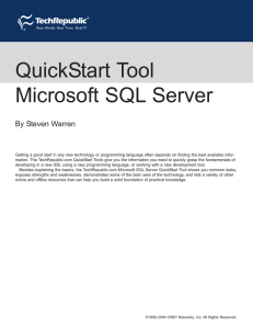 QuickStart Tool Microsoft SQL Server By Steven Warren