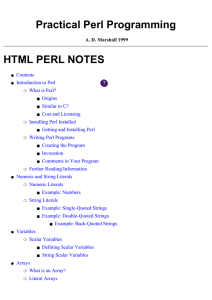 Practical Perl Programming HTML PERL NOTES ?