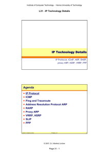 • IP Technology Details Agenda IP Protocol