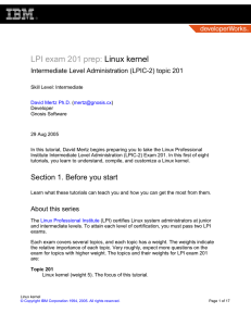 LPI exam 201 prep: Linux kernel Intermediate Level Administration (LPIC-2) topic 201