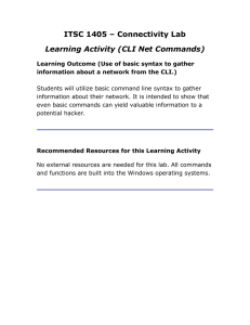 ITSC 1405 – Connectivity Lab Learning Activity (CLI Net Commands)