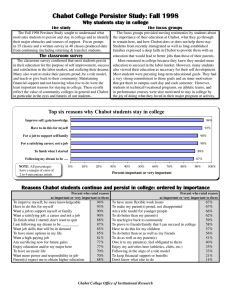 Chabot College Persister Study: Fall 1998 Why students stay in college