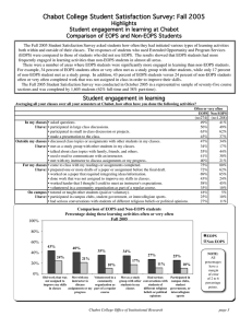 Chabot College Student Satisfaction Survey: Fall 2005 Highlights