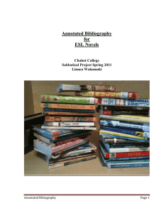 Annotated Bibliography for ESL Novels Chabot College