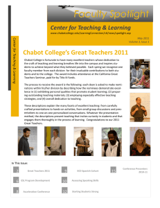 Faculty Spotlight  Chabot College’s Great Teachers 2011 Center for Teaching &amp; Learning 