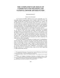 THE COMPLEMENTARY ROLES OF COMMUNITY FOUNDATIONS AND NATIONAL DONOR-ADVISED FUNDS