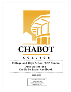 College and High School/ROP Course Articulation and Credit by Exam Handbook 2016-2017