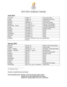 2015-2016 Academic Calendar Fall 2015