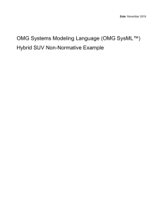 OMG Systems Modeling Language (OMG SysML™) Hybrid SUV Non-Normative Example  Date