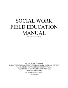 ! SOCIAL WORK FIELD EDUCATION MANUAL