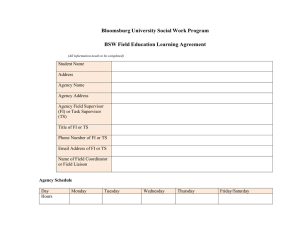 Bloomsburg University Social Work Program BSW Field Education Learning Agreement