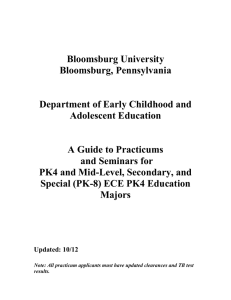 Bloomsburg University Bloomsburg, Pennsylvania Department of Early Childhood and