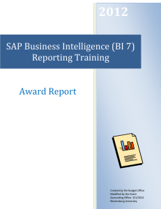 2012 SAP Business Intelligence (BI 7) Reporting Training Award Report