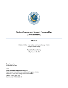 Student Success and Support Program Plan (Credit Students) 2014-15