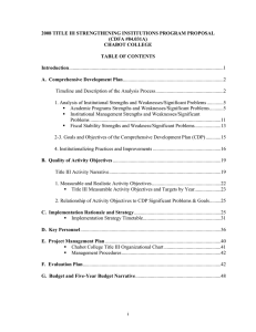 2008 TITLE III STRENGTHENING INSTITUTIONS PROGRAM PROPOSAL (CDFA #84.031A) CHABOT COLLEGE
