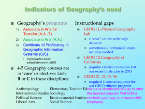 Geography’s Instructional gaps programs GEOG 1L-Physical Geography