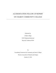 ACCREDITATION FOLLOW-UP REPORT OF CHABOT COMMUNITY COLLEGE