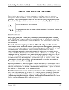 Standard Three:  Institutional Effectiveness
