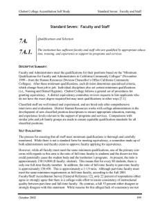 7A. Standard Seven:  Faculty and Staff
