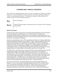 STANDARD NINE: FINANCIAL RESOURCES
