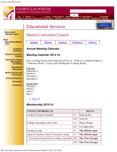 Educational Services District Curriculum Council Annual Meeting Calendar Meeting Calendar 2013-14