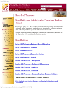 Board of Trustees Board Policy and Administrative Procedures Revision Project