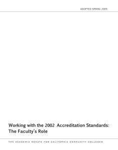 Working with the Accreditation Standards: The Faculty’s Role 2002
