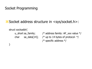  Socket Programming Socket address structure in &lt;sys/socket.h&gt;: