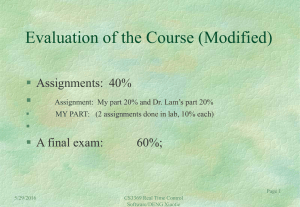 Evaluation of the Course (Modified)  Assignments: 40% A final exam: