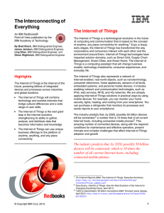 The Interconnecting of Everything The Internet of Things