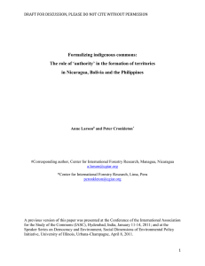 Formalizing indigenous commons: in Nicaragua, Bolivia and the Philippines